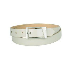 Calvin Klein Skinny Geometric Center Bar Buckle Dress Belt, Light Olive, Medium